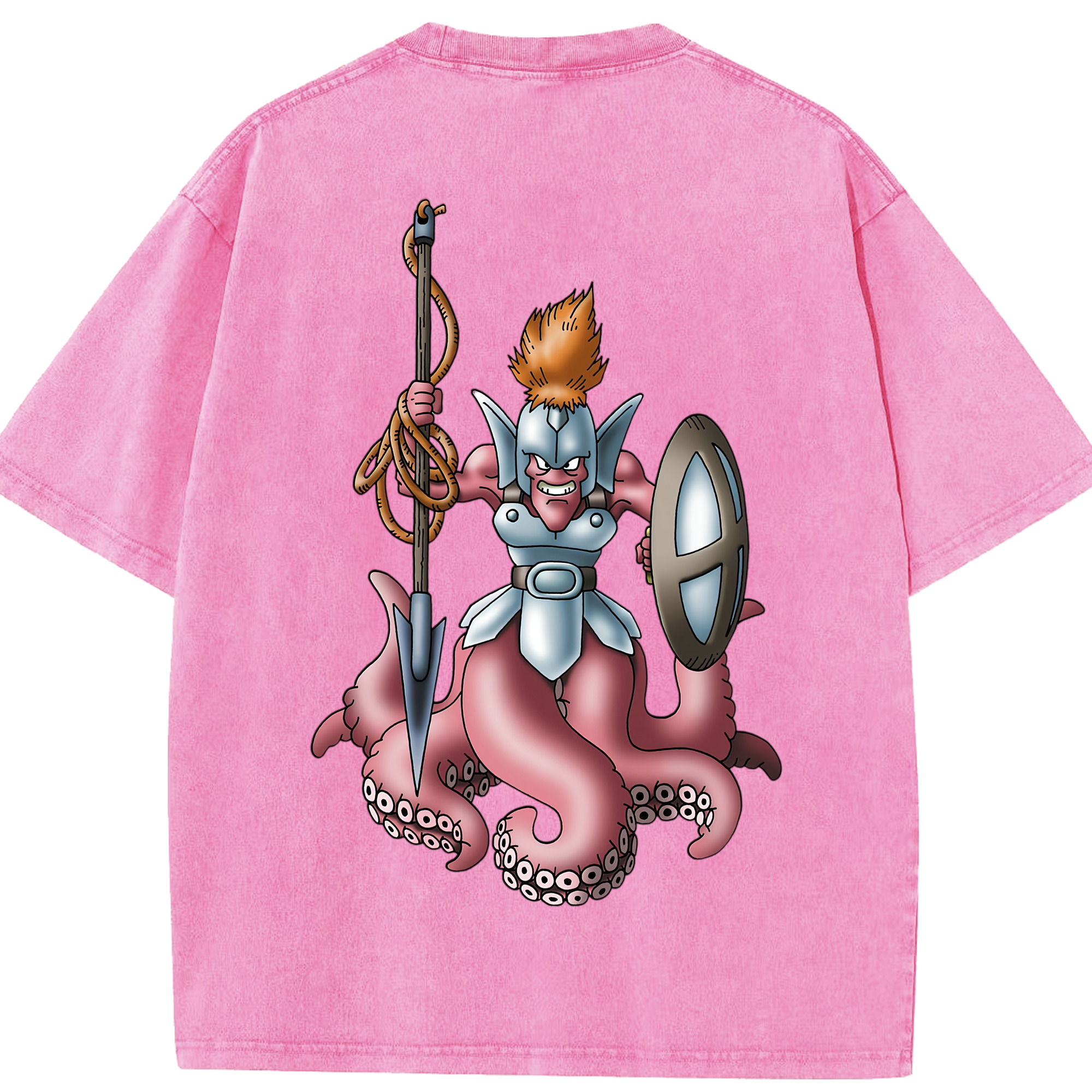 （画像用） ドラゴンクエスト Doragon Kuesuto Dragon Quest 綿100% ヴィンテージ風 半袖Tシャツ（背面プリント）